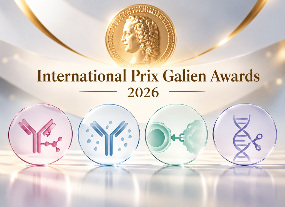 2026 International Prix Galien Awards recognising Enhertu, Dupixent, Keytruda and Casgevy for pharmaceutical and biotechnological innovation.