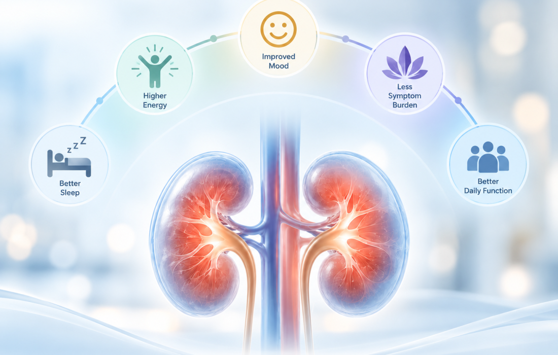 Phase 2 BESTOW trial results showing improved symptom burden and quality of life with tegoprubart versus tacrolimus in kidney transplant recipients at 12 months.