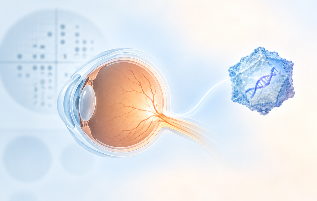 Illustration of ER-100 investigational gene therapy targeting retinal ganglion cells in glaucoma