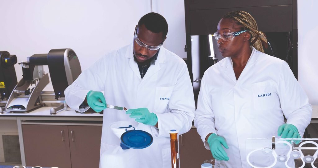 Print - Scientists working in laboratory with samples_11zon