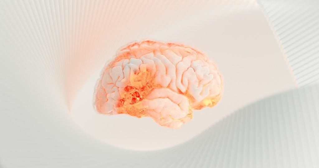 Illustration of tau pathology and brain neurons representing the Phase 2 PROSPECT-ALZ trial evaluating ceperognastat in early symptomatic Alzheimer's disease.
