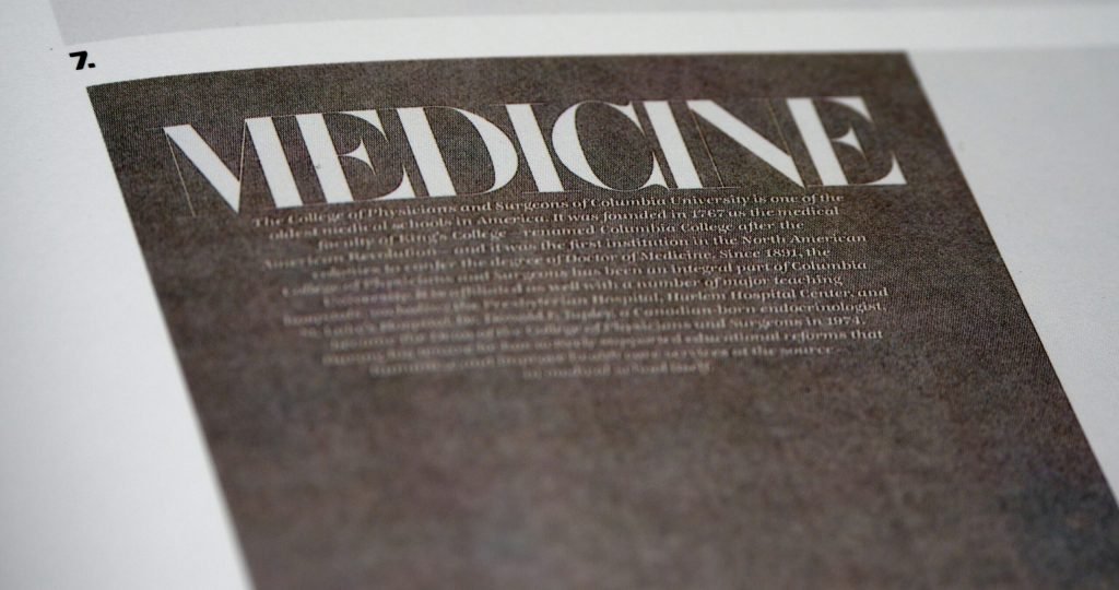 Detailed view of a printed page with the title 'Medicine'.