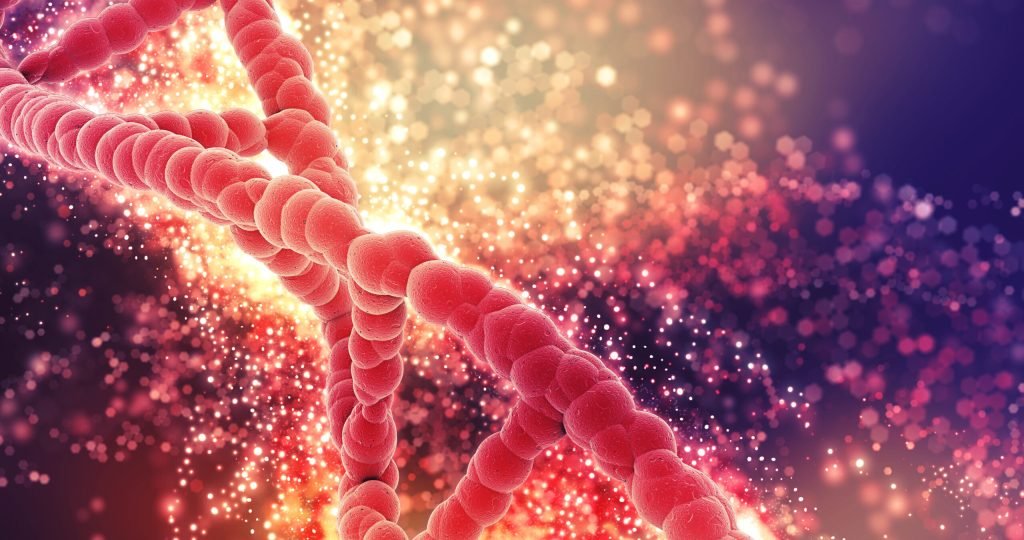 3D render of a medical background with DNA strand